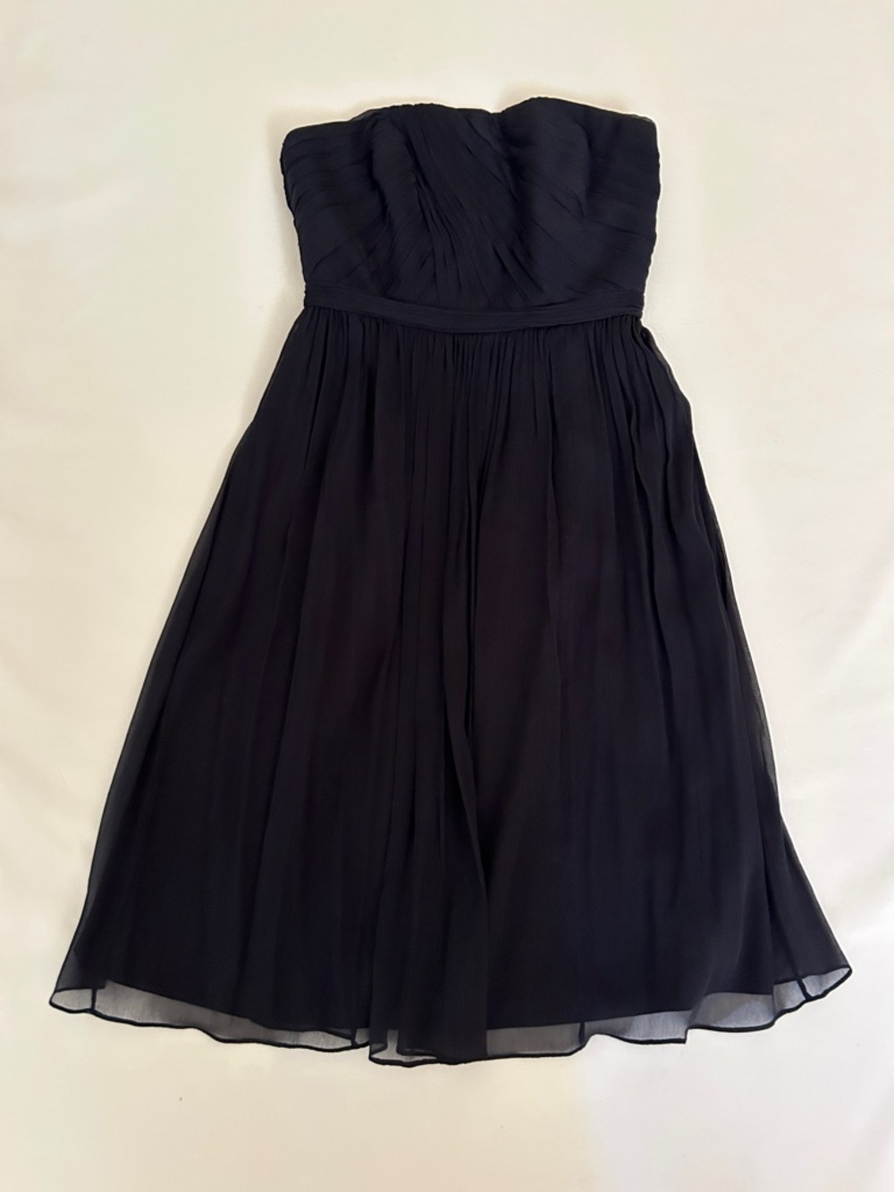 J. Crew Strapless Navy Chiffon Knee-Length Dress